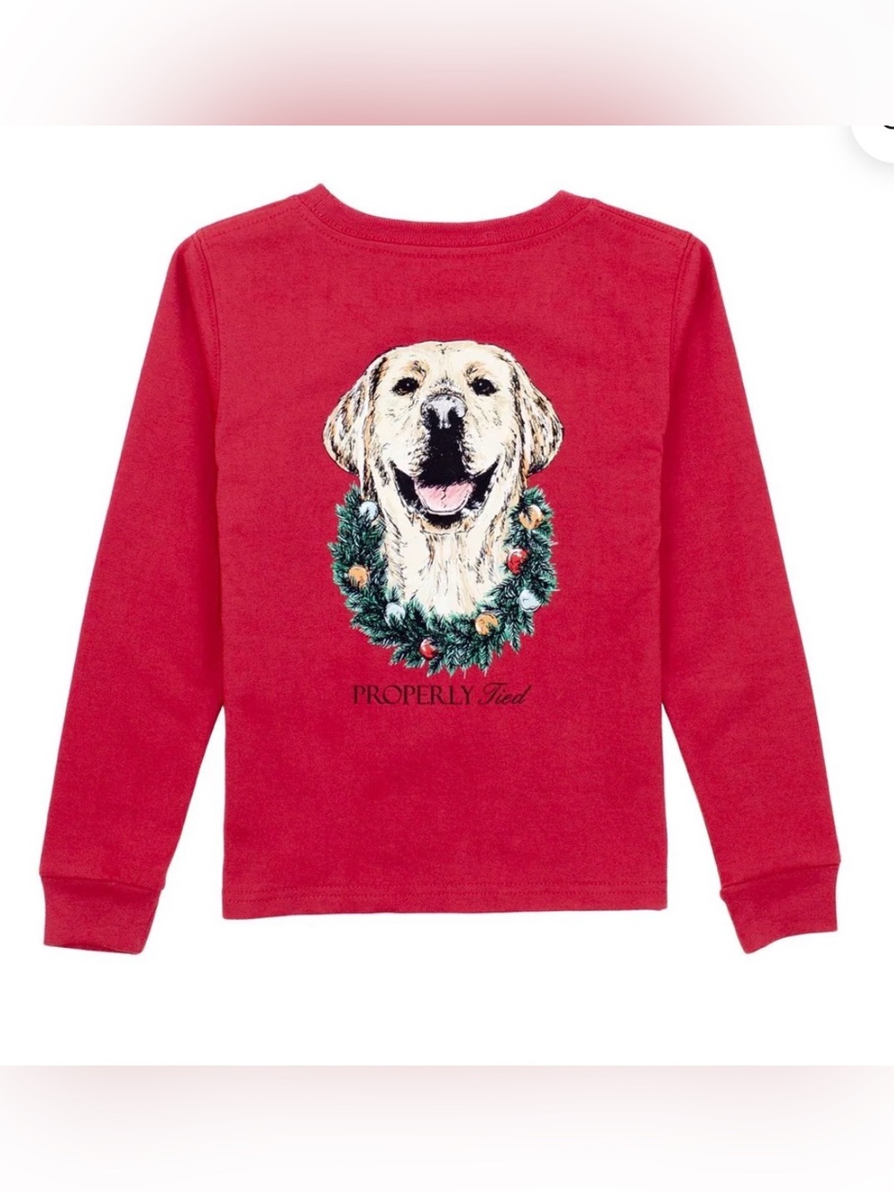 PROPERLY TIED Boys Christmas Lab Long Sleeve Pocket Tee - YXL (18)